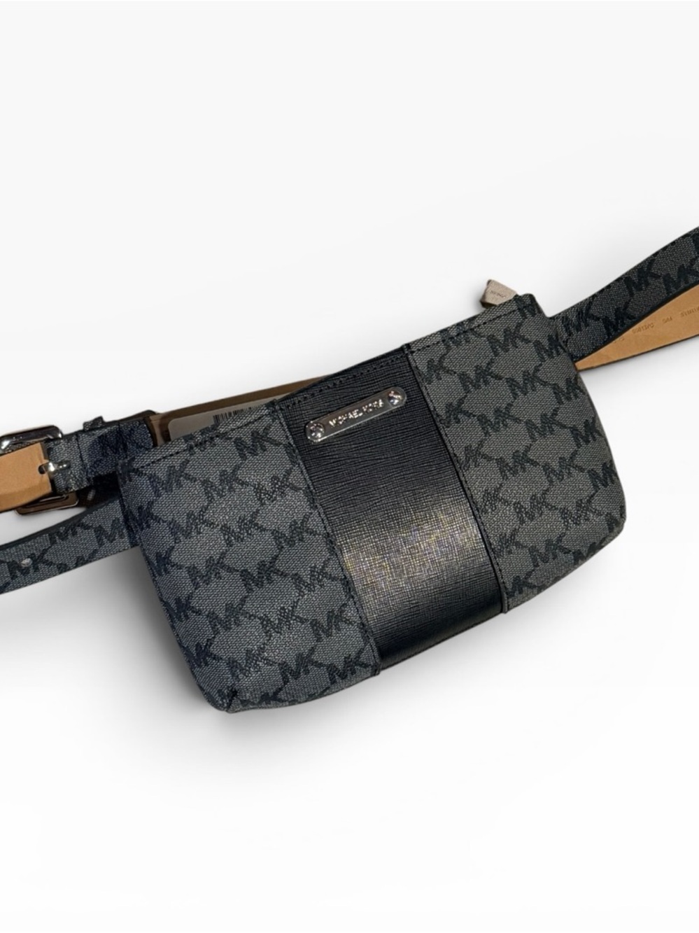 Michael Kors Gray Black MK Logo Belt Bag Small Medium NWT